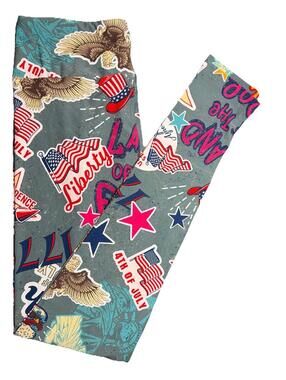 New LuLaRoe OS Patriotic Americana 4th Of July Lady Liberty Leggings Size 2-10